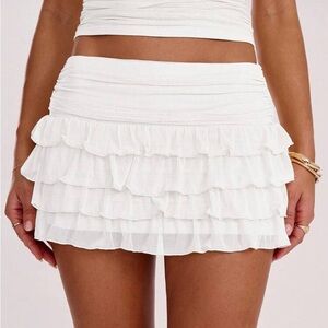 White Frilly Ruffle Skirt